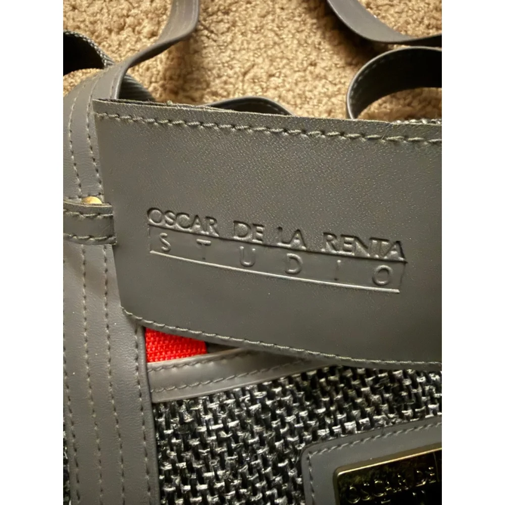 Men’s Oscar de la Renta Gray Black Tweed small duffle Bag One Size